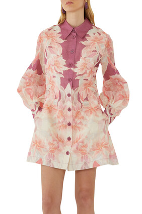 Luminous Silk Linen Mini Dress